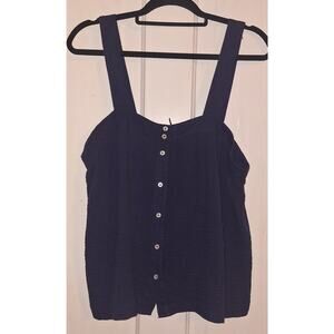 Women's Navy Button-Up Top